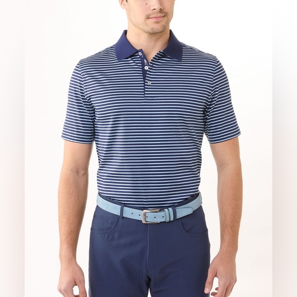 Bobby Jones Signature 100% Mercerized Cotton Robson Stripe Polo Shirt - Picture 1 of 7